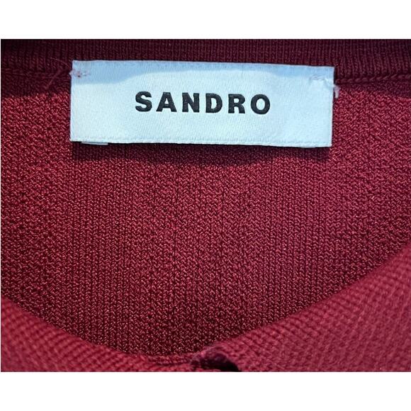 SANDRO Lison Short Knit Dress In Bordeaux Size 36 US/6 - Picture 9 of 14